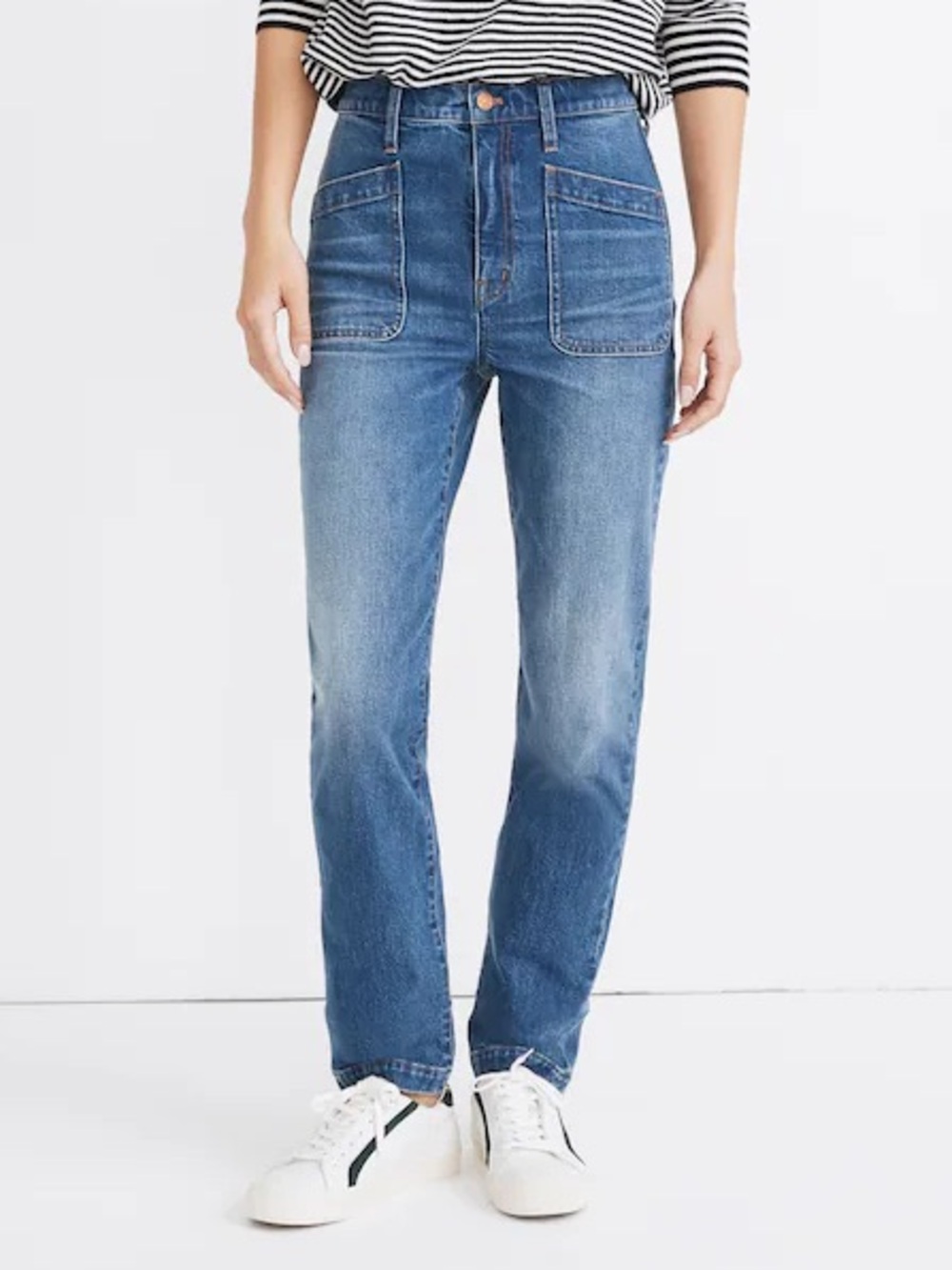 Madewell Classic Straight Full-Length Surplus Pockets Denim Jeans-Women Size 32